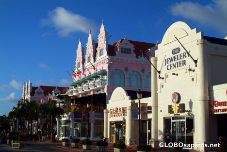 Postcard Aruba - Oranjestad waterfront avenue