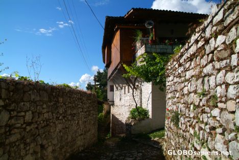 Postcard Berat (AL) - citadel, an alley and a house