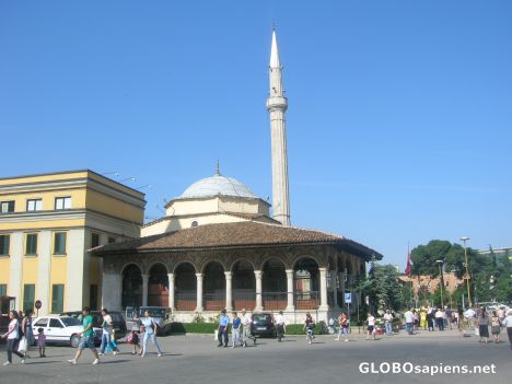 Postcard Mosque in central Tirana