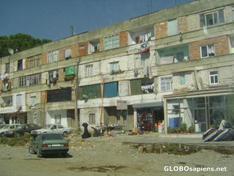 Postcard Tirana block of flats