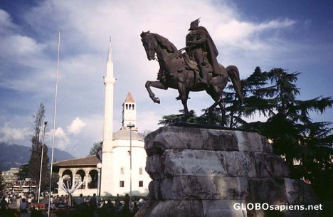 Postcard Statute of Skanderbeg