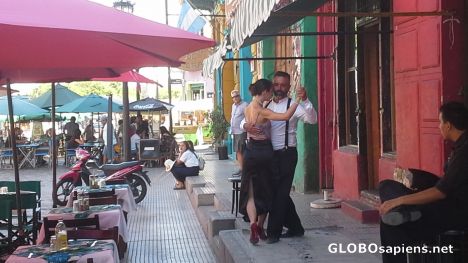Postcard Dancing tango in La Boca