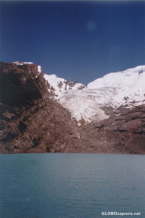 Postcard Huemul Lake and Glacier