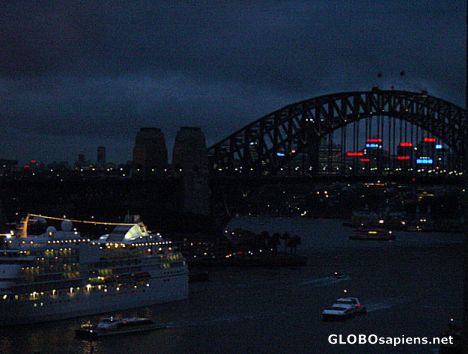 Postcard Darkness falls on Sydney