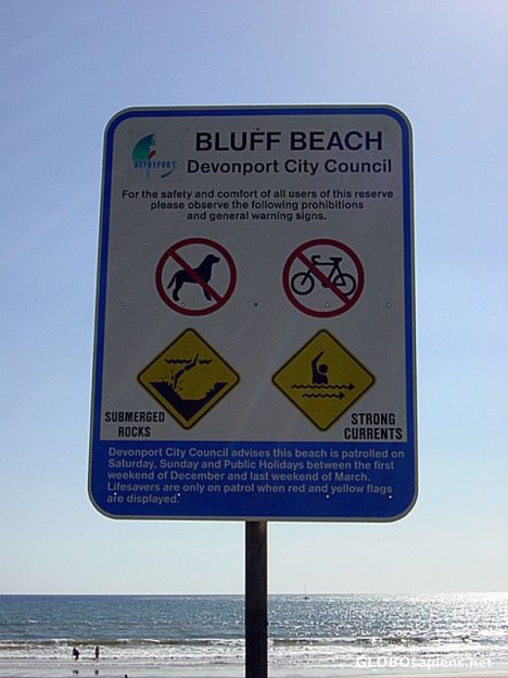 Postcard Bluff Beach Warnings