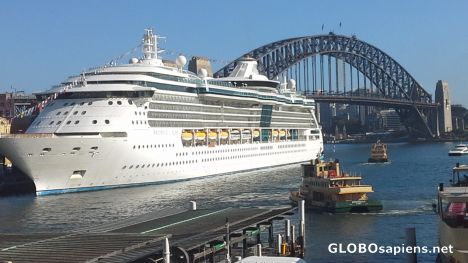 Postcard Cruise ship in Sydney Port