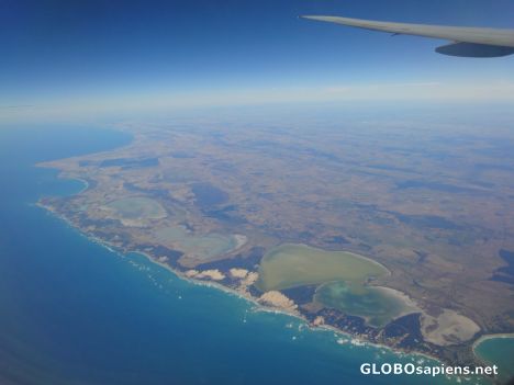Postcard flying over South Australia