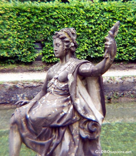 Postcard Statue in the Hellbrunn Garden