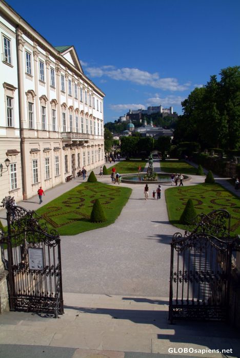 Postcard Salzburg (AT) - garden, palace and castle