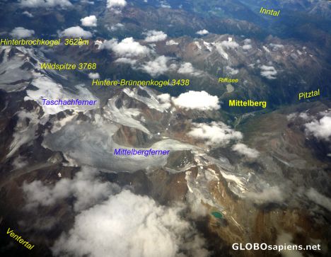 Postcard Mittelberg Glaciers Aerial