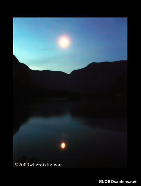 Postcard Moonlight on the Lake, Hallstatt, Austria
