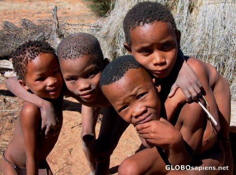 Postcard San Kids on the Kalahari