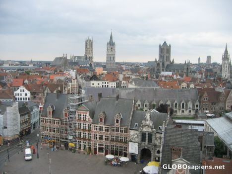 Postcard Ghent skyline as seen from the castle tower
