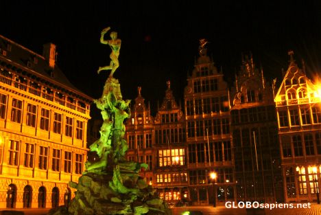 Postcard Antwerp (BE) - grote markt by night