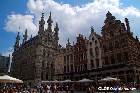 Postcard Leuven (BE) - the top of parasols by the townhall