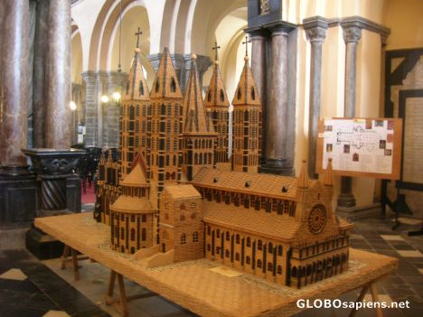 Postcard Cathedral Notre Dame wooden model