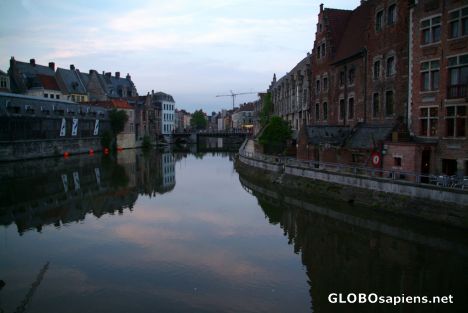 Postcard Ghent (BE) - evening at the canal