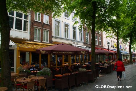 Postcard Bruges (BE) - cafes at the plein