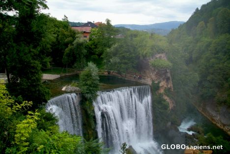 Postcard Jajce (BA) - the waterfall