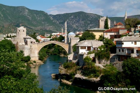 Postcard Mostar (BA) - general view of the old town