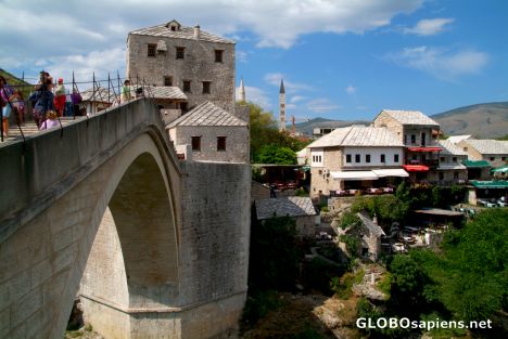 Postcard Mostar (BA) - the northern side of the Old Bridge