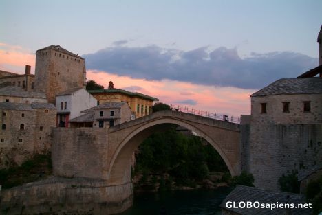 Postcard Mostar (BA) - northern side of the Old Bridge
