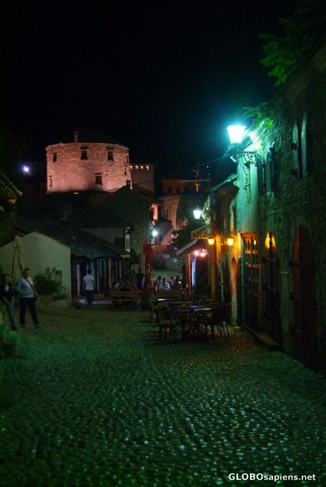 Postcard Mostar (BA) - Old Town at night