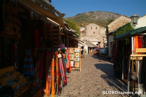 Postcard Mostar (BA) - the souvenir heaven in the morning