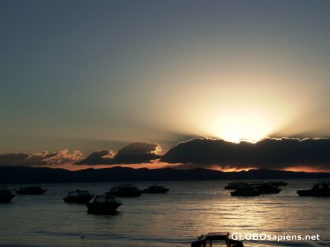 Postcard lake titicaca sunset