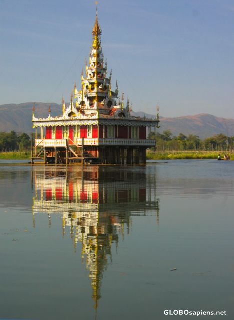 Postcard A pagoda in the middle of Inle lake