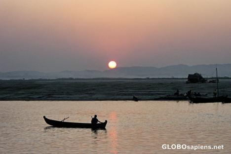 Postcard Pausing to enjoy a sunset on the Irrawadi