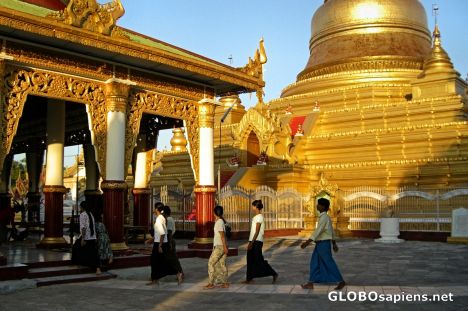 Postcard Central Guilded Stupa, Kuthodaw Pagoda