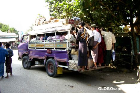 Postcard A 'Bus-Car' Near the Sagaing Central Market