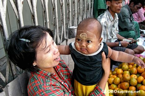 Postcard Mother and Child, Downtown Rangoon