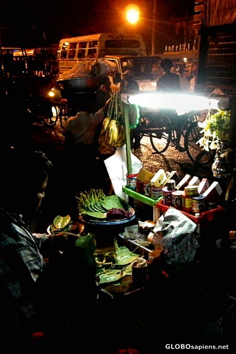 Postcard Early Morning Kun Ya (Beetle Nut) Vendor, Rangoon
