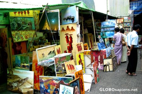 Postcard Vendors at Rangoon's Scott Market