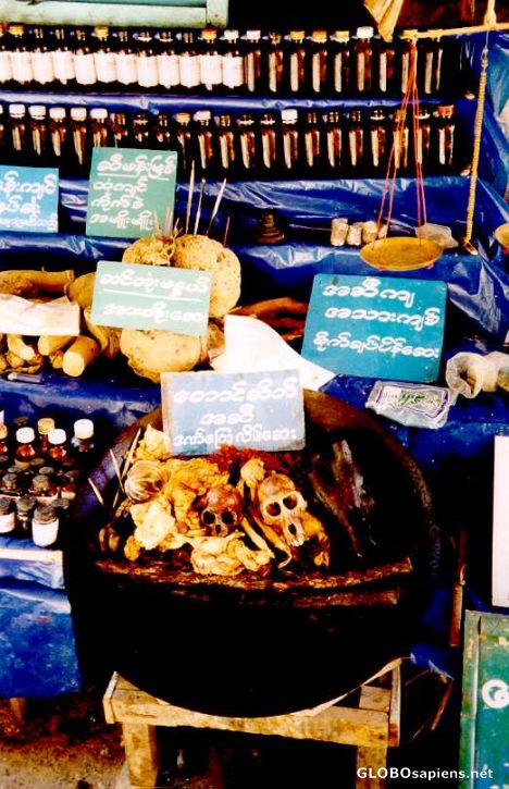 Postcard Traditional medicine shop (Kyaiktiyo Pagoda trail)