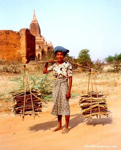 Postcard Village woman in Old Pagan