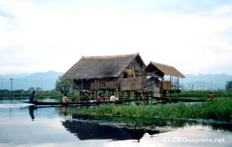 Postcard Typical house on Inle Lake