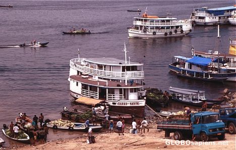 Postcard River boats on Rio Negro
