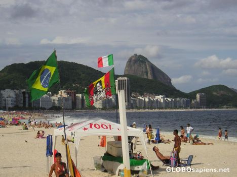 Postcard Copacabana Beach and Sugar Loaf