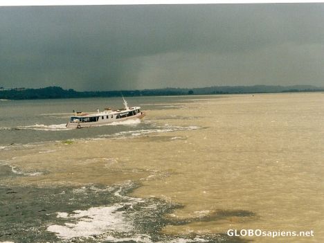 Postcard Amazon river and Rio Negro river