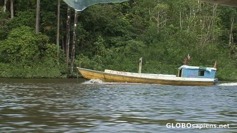 Postcard River boat on Oiapoque