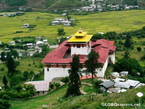Postcard View over Paro Dzong 1