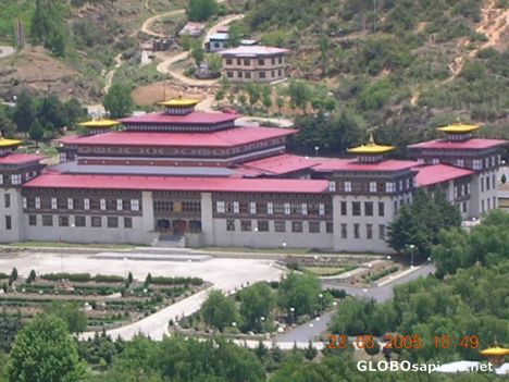 Postcard Thimhu Dzong- Bhutanese architecture