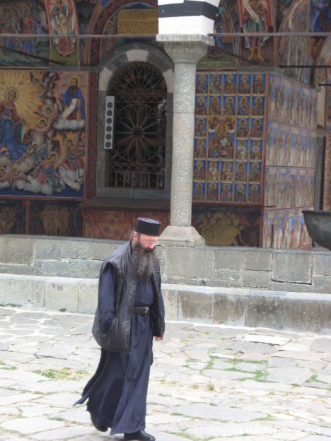 Postcard Priest in the Rila Monastery