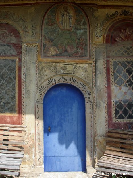 Postcard Inviting blue door