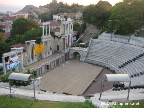 Postcard Roman theatre in old Plovdiv