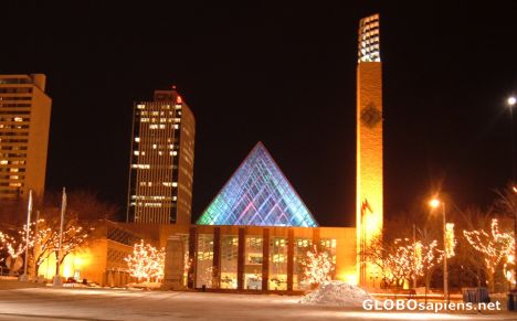 Postcard City Hall at night