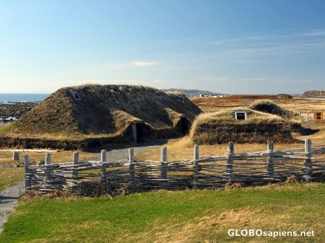 Postcard L´Anse aux Meadows - Replica of vikings sod huts
